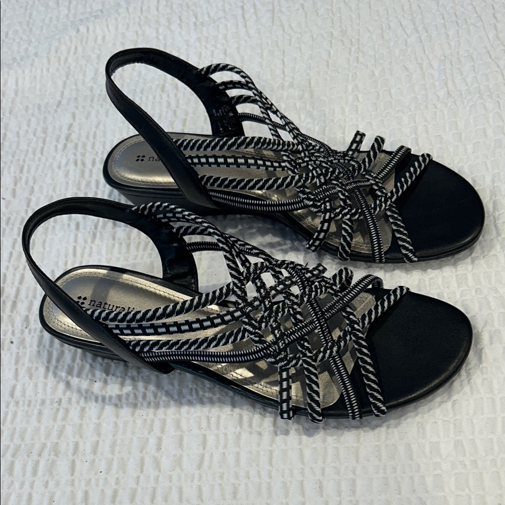 Naturalizer Black and White Strappy Sandals